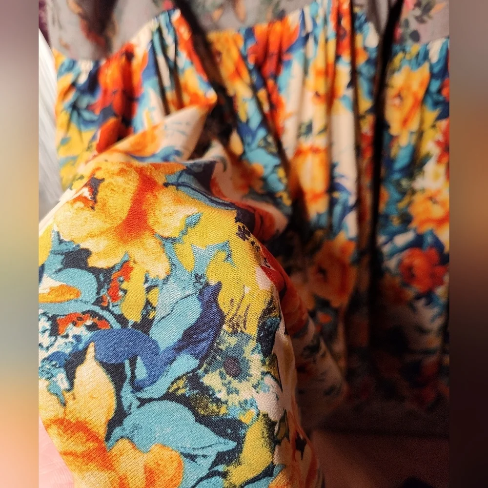 NWT Natural Life Gigi Mini Dress - Grey Orange Roses Small And X-Small - Picture 4 of 8